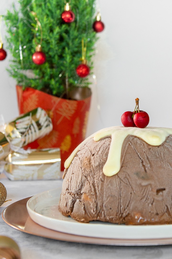 Chocolate Ice Cream “Christmas Pudding” Bombe The Sweet Rebellion
